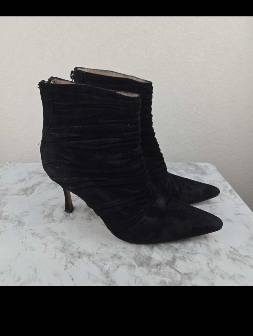 Manolo Blahnik Black Suede Pointed-Toe Ankle Boots